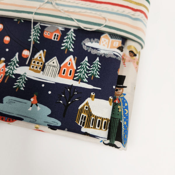Wholecloth Quilt Kit - Holiday Village in Navy
