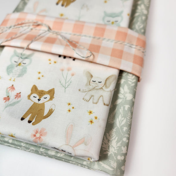 Wholecloth Quilt Kit - Baby Animals w/Green Floral