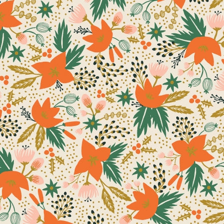 Holiday Classics - Poinsettia in Cream Metallic