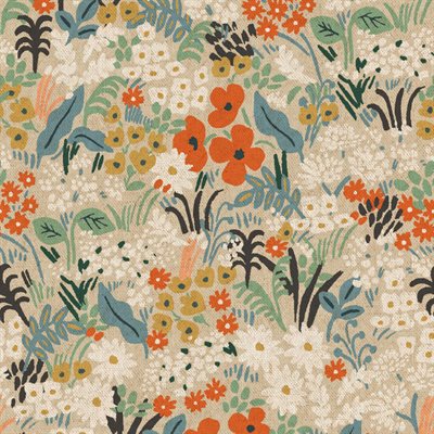 Bon Voyage - Canvas Meadow in Flax Multi Unbleached