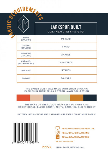 Pen & Paper Patterns - Larkspur Quilt
