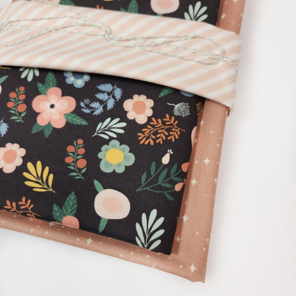 Wholecloth Quilt Kit - Black Floral w/Rose
