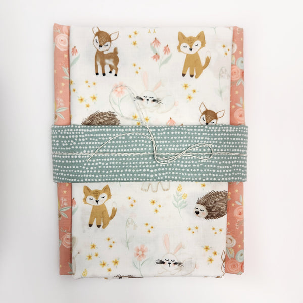 Wholecloth Quilt Kit - Baby Animals w/Coral Floral