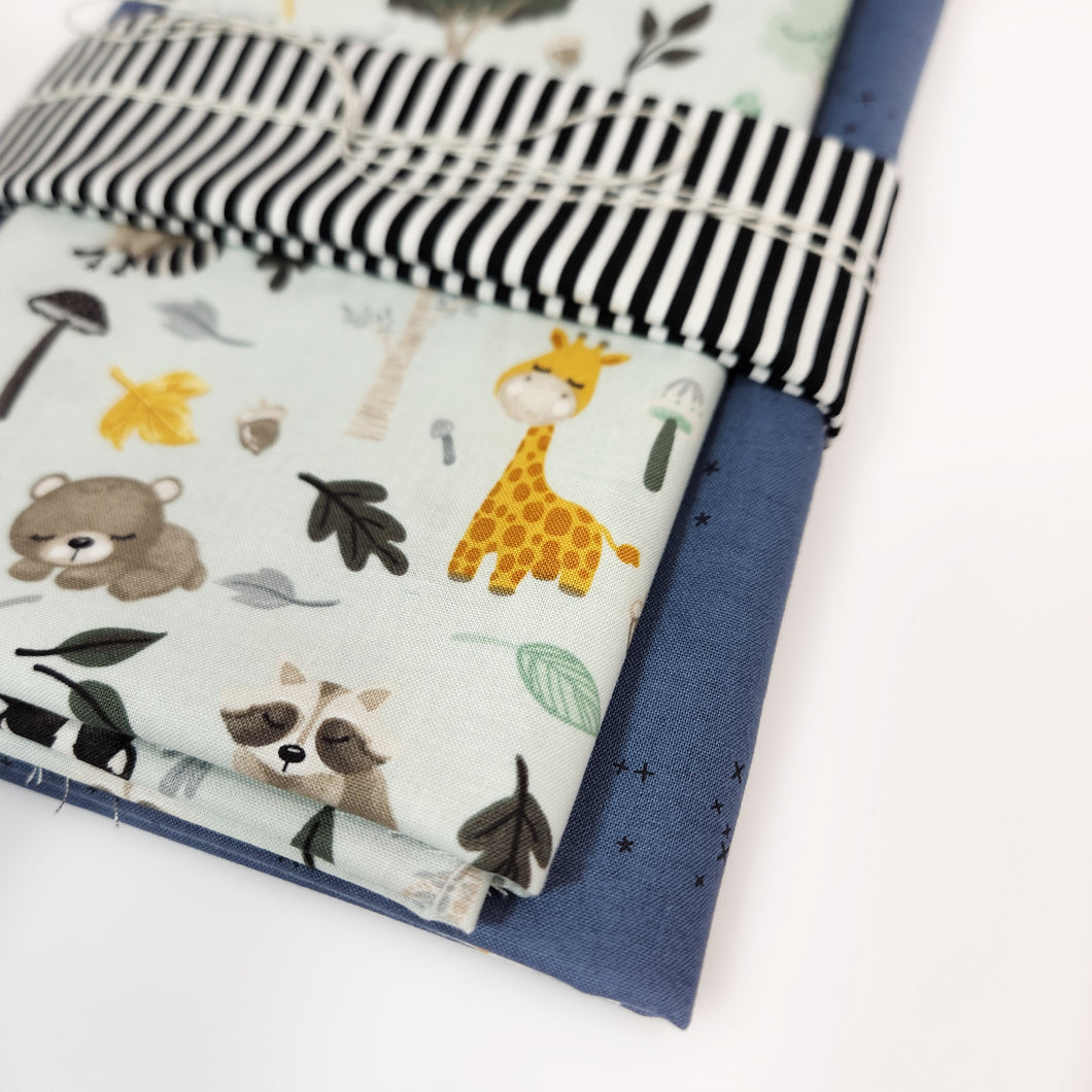 Wholecloth Quilt Kit - Baby Animals w/Blue