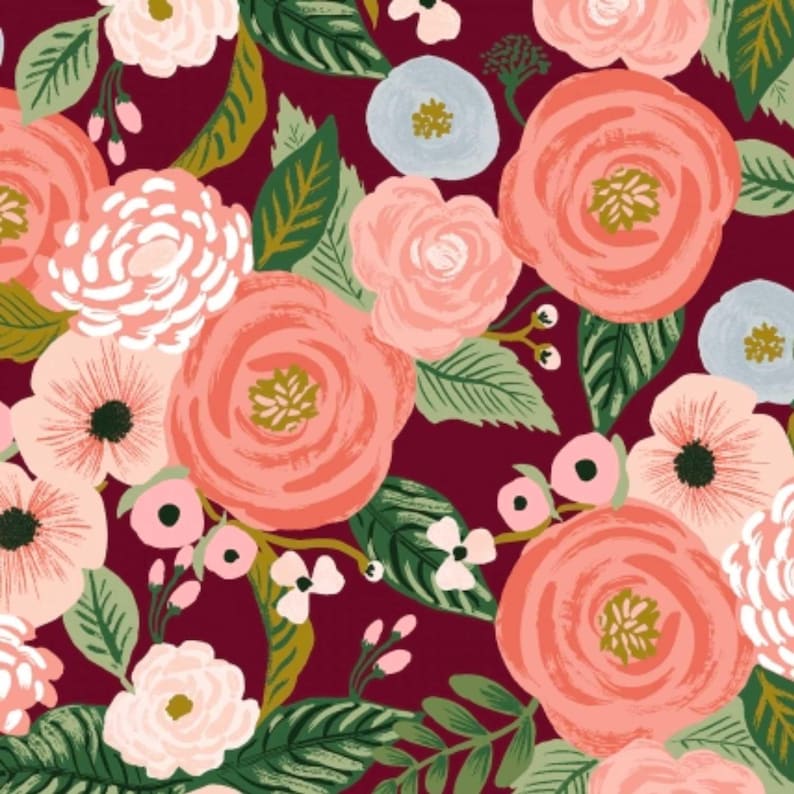 Garden Party - Juliet Rose Burgundy Canvas