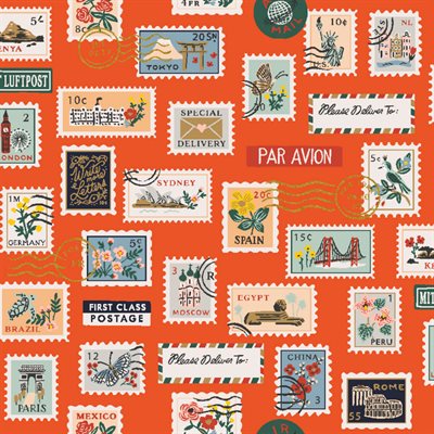 Bon Voyage - Postage Stamps in Red
