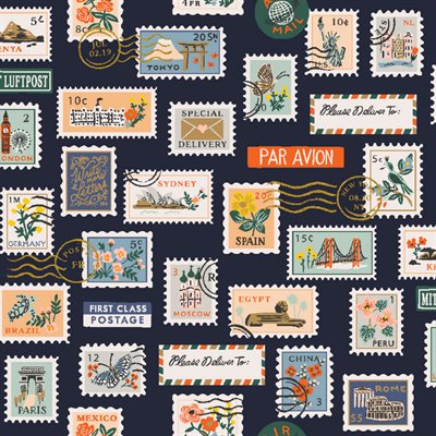 Bon Voyage - Postage Stamps in Navy