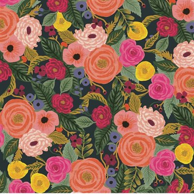 English Garden - Juliet Rose Navy Canvas