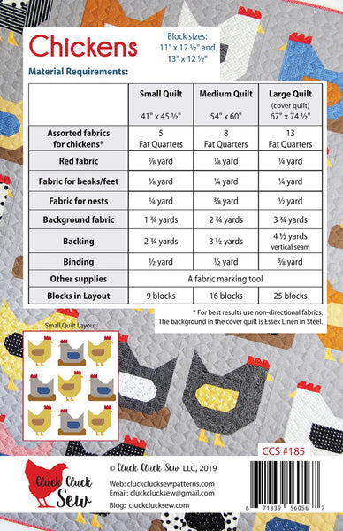 Cluck Cluck Sew - Chickens Quilt Pattern