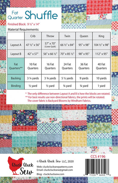 Cluck Cluck Sew - Fat Quarter Shuffle Quilt Pattern