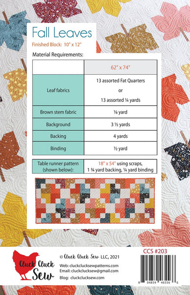 Cluck Cluck Sew - Fall Leaves Quilt Pattern