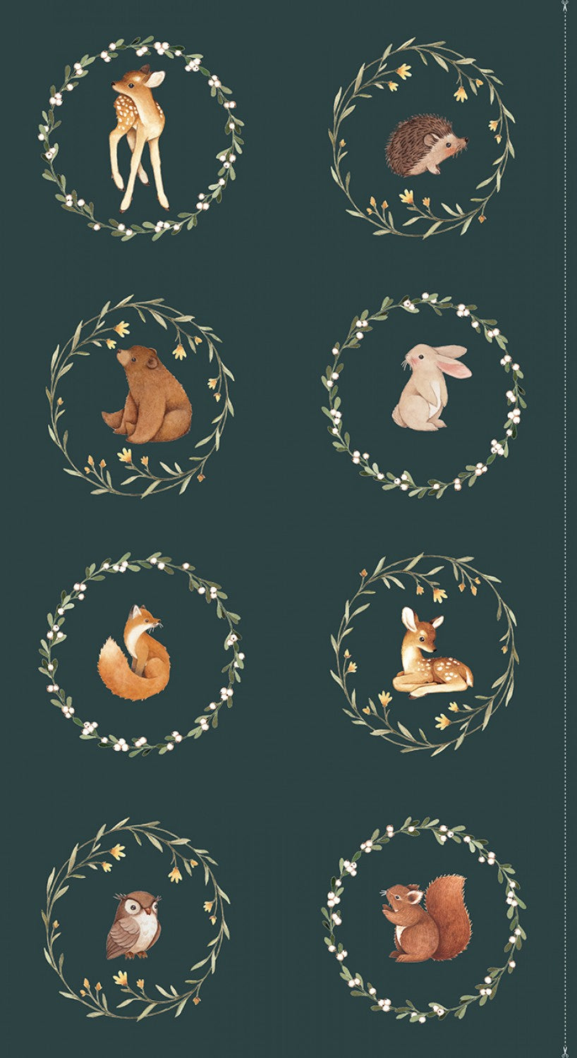 Little Fawn Celebration - Owl & Friends Panel Bayberry  