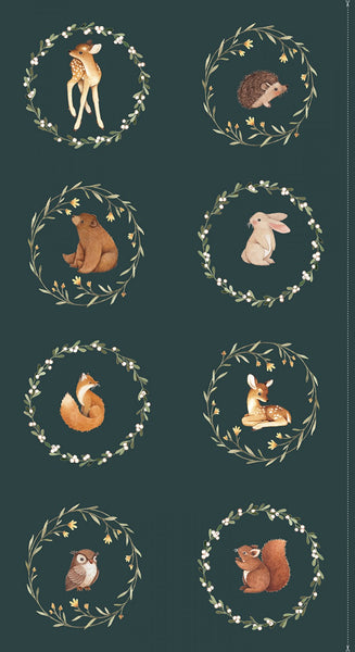Little Fawn Celebration - Owl & Friends Panel Bayberry  